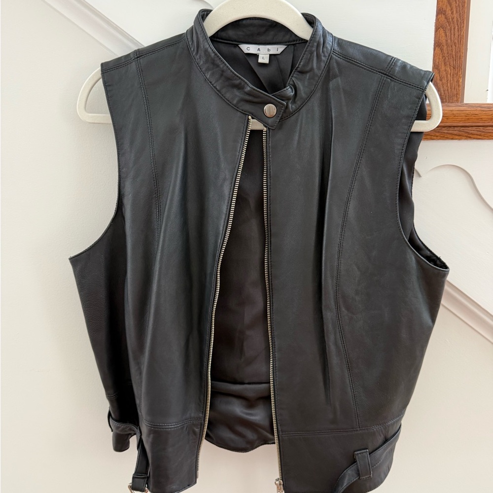 CAbi Vintage black leather vest
Large